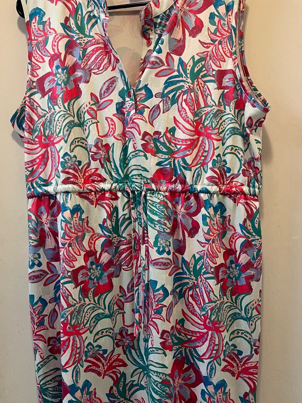 Sleeveless Mini Dress in Pink & Teal Floral Print